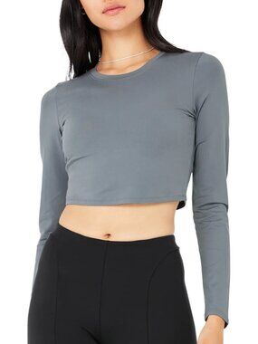 Alo Alosoft Crop Finesse Long Sleeve in Steel Blue